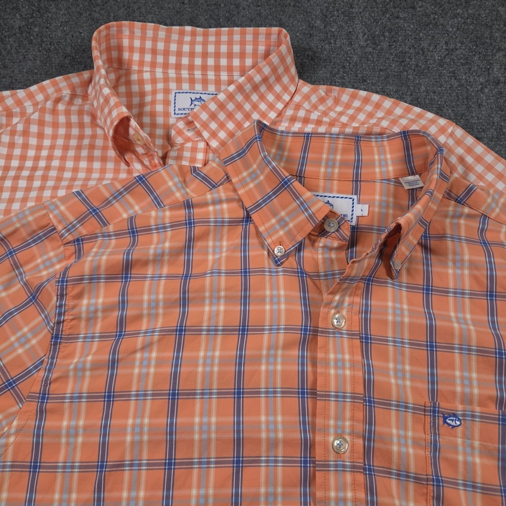 Southern Tide Performance Shirt Lot 2 Orange Button Down Long Sleeve Size L